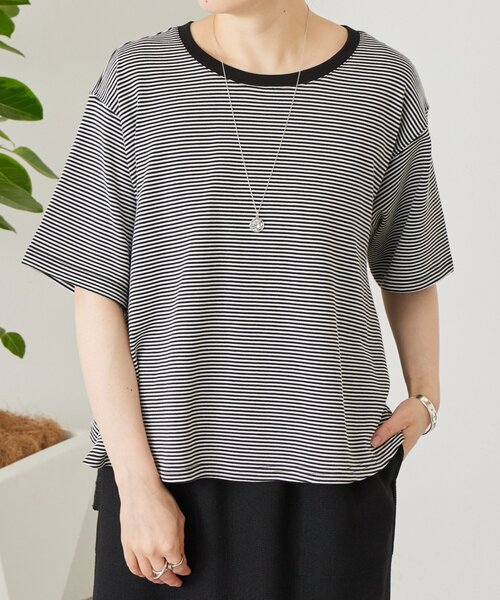 BEARDSLEY（ビアズリー）の「サイドフリンジニットTee（Tシャツ/カットソー・レディース・ブラック/レッド・FREE）」の3枚目の写真