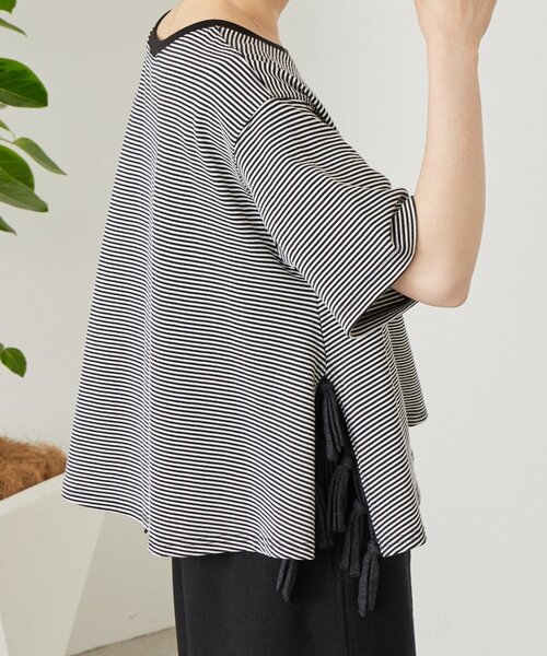 BEARDSLEY（ビアズリー）の「サイドフリンジニットTee（Tシャツ/カットソー・レディース・ブラック/レッド・FREE）」の4枚目の写真