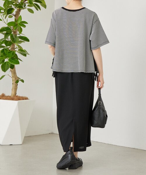 BEARDSLEY（ビアズリー）の「サイドフリンジニットTee（Tシャツ/カットソー・レディース・ブラック/レッド・FREE）」の9枚目の写真