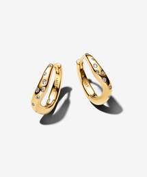 オーガニカリー シェイプド ストーンセット フープ ピアス