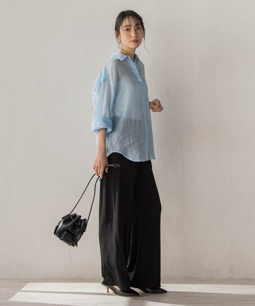 Droite lautreamont(ドロワットロートレアモン)の「ラミーシャツ(シャツ/ブラウス・レディース・グリーン/ブルー・M)」の18枚目の写真