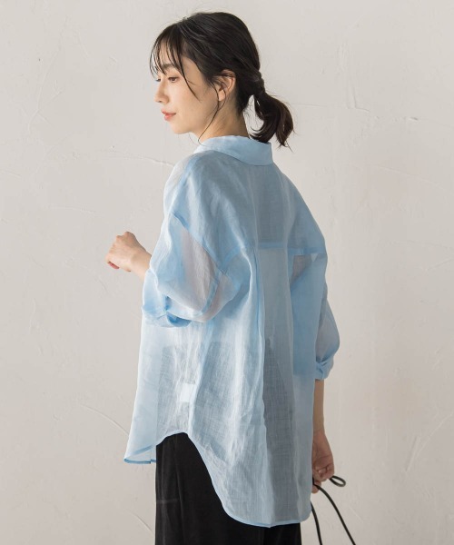 Droite lautreamont(ドロワットロートレアモン)の「ラミーシャツ(シャツ/ブラウス・レディース・グリーン/ブルー・M)」の21枚目の写真