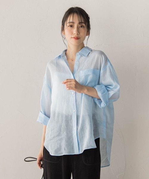 Droite lautreamont(ドロワットロートレアモン)の「ラミーシャツ(シャツ/ブラウス・レディース・グリーン/ブルー・M)」の22枚目の写真