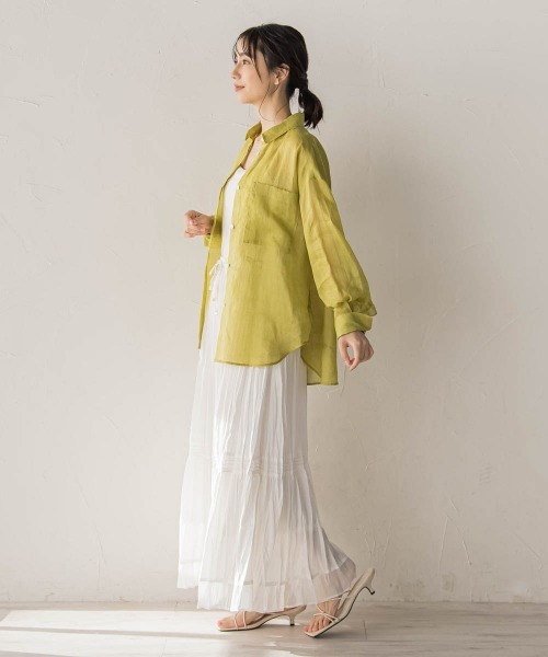 Droite lautreamont(ドロワットロートレアモン)の「ラミーシャツ(シャツ/ブラウス・レディース・グリーン/ブルー・M)」の4枚目の写真