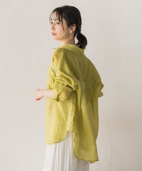 Droite lautreamont(ドロワットロートレアモン)の「ラミーシャツ(シャツ/ブラウス・レディース・グリーン/ブルー・M)」の7枚目の写真