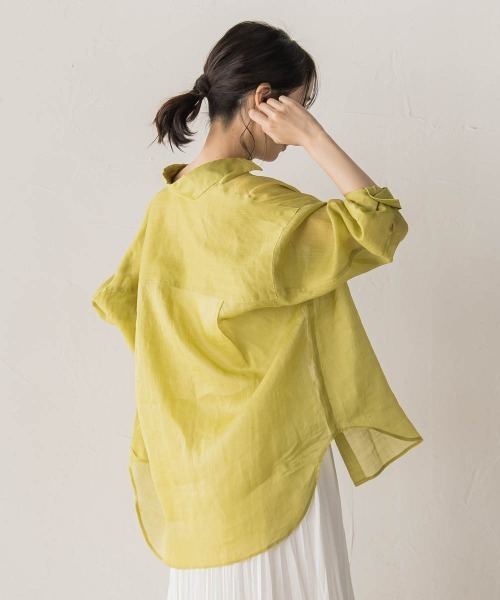Droite lautreamont(ドロワットロートレアモン)の「ラミーシャツ(シャツ/ブラウス・レディース・グリーン/ブルー・M)」の6枚目の写真