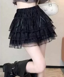 レースフリルティアードミニスカート