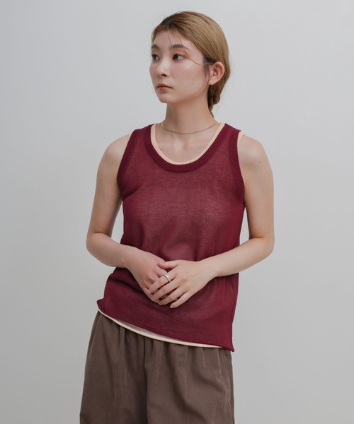 select MOCA(セレクトモカ)の「バイカラーレイヤードタンクトップセット(タンクトップ・レディース・ベージュ/ボルドー/ブラック・FREE)」の7枚目の写真