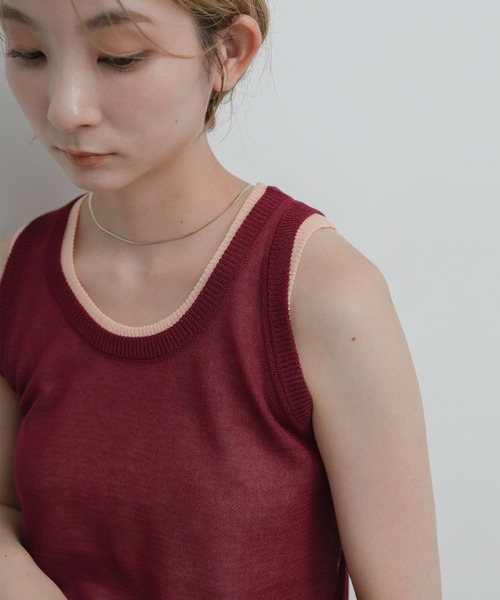 select MOCA(セレクトモカ)の「バイカラーレイヤードタンクトップセット(タンクトップ・レディース・ベージュ/ボルドー/ブラック・FREE)」の11枚目の写真