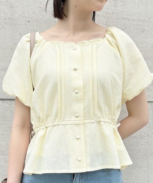 F i.n.t(フィント)の「リップルペプラムブラウス/fint フィント(シャツ/ブラウス・レディース・ライトブルー/オフホワイト/ライトイエロー・FREE)」の6枚目の写真