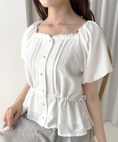 F i.n.t(フィント)の「リップルペプラムブラウス/fint フィント(シャツ/ブラウス・レディース・ライトブルー/オフホワイト/ライトイエロー・FREE)」の4枚目の写真