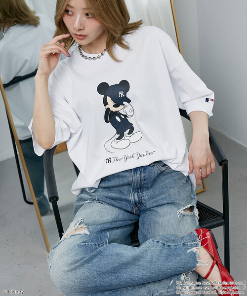 PUBLUX(パブリュクス)の「PUBLUX/パブリュクス MLB/MICKEY MOUSE/別注 プリント Tシャツ 限定展開(Tシャツ/カットソー・メンズ・ナチュラル/ライトグレー/オフホワイト/その他1/ホワイト/グレー・MEDIUM/SMALL/LARGE)」の11枚目の写真