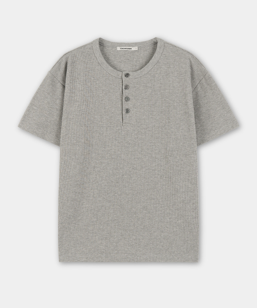 EXCONTAINER(エックスコンテナ)の「ヘンリーネックワッフルハーフスリーブ (グレー)(Tシャツ/カットソー・メンズ・その他・X-LARGE/MEDIUM/LARGE)」の2枚目の写真