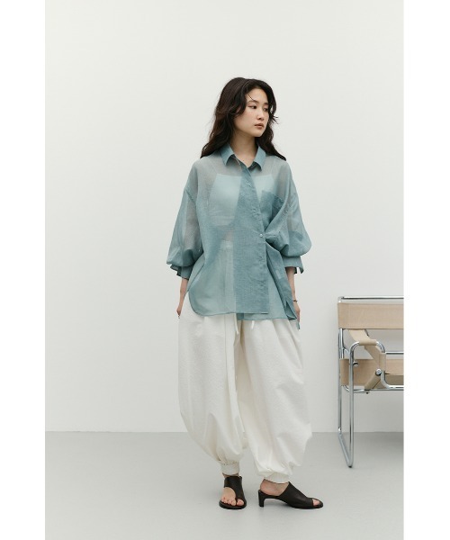 STYLEMIXER(スタイルミキサー)の「【4色展開・長袖】2WAYシアーシャツ(シャツ/ブラウス・レディース・ホワイト/ライトブラウン/ブラック/グリーン・FREE)」の19枚目の写真