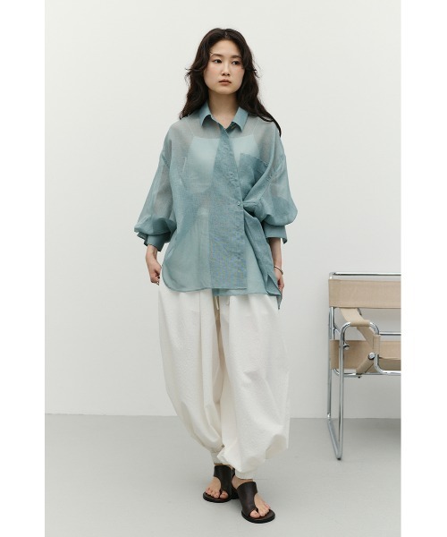 STYLEMIXER(スタイルミキサー)の「【4色展開・長袖】2WAYシアーシャツ(シャツ/ブラウス・レディース・ホワイト/ライトブラウン/ブラック/グリーン・FREE)」の17枚目の写真