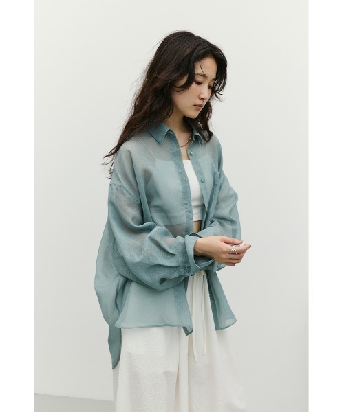 STYLEMIXER(スタイルミキサー)の「【4色展開・長袖】2WAYシアーシャツ(シャツ/ブラウス・レディース・ホワイト/ライトブラウン/ブラック/グリーン・FREE)」の13枚目の写真