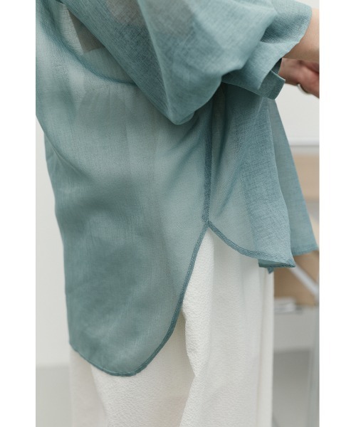 STYLEMIXER(スタイルミキサー)の「【4色展開・長袖】2WAYシアーシャツ(シャツ/ブラウス・レディース・ホワイト/ライトブラウン/ブラック/グリーン・FREE)」の7枚目の写真