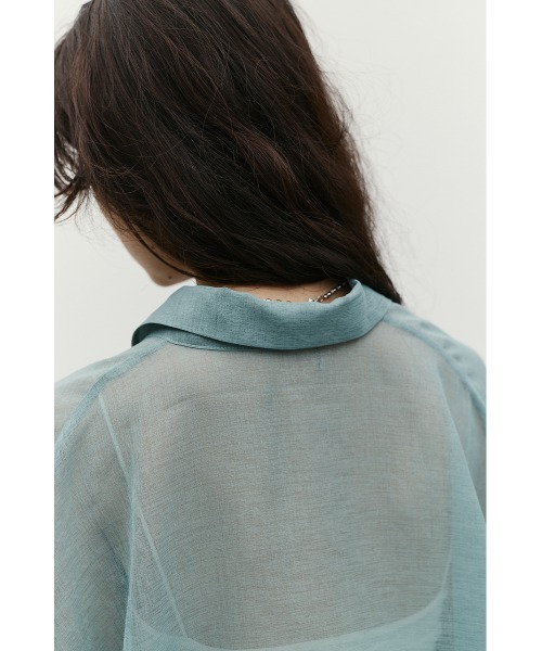 STYLEMIXER(スタイルミキサー)の「【4色展開・長袖】2WAYシアーシャツ(シャツ/ブラウス・レディース・ホワイト/ライトブラウン/ブラック/グリーン・FREE)」の6枚目の写真