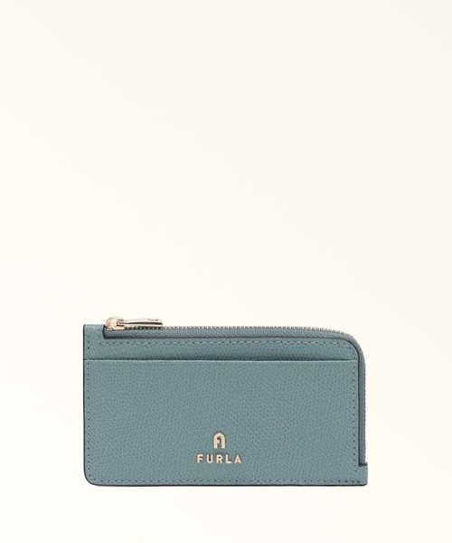 ＜新品：箱あり＞FURLA CAMELIA カードケースM　くすみブルー フルラ カメリア (Furla Camelia) カードホルダー（カードケース