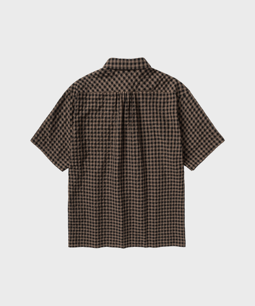 NONBLANK(ノンブランク)の「ギンガムチェッククロップHSシャツ_DARK BEIGE(シャツ/ブラウス・メンズ・ダークベージュ・SMALL/MEDIUM/LARGE/X-LARGE)」の2枚目の写真