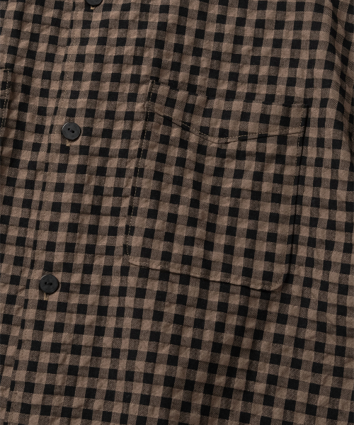 NONBLANK(ノンブランク)の「ギンガムチェッククロップHSシャツ_DARK BEIGE(シャツ/ブラウス・メンズ・ダークベージュ・SMALL/MEDIUM/LARGE/X-LARGE)」の5枚目の写真
