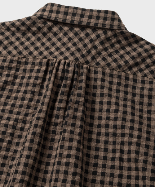 NONBLANK(ノンブランク)の「ギンガムチェッククロップHSシャツ_DARK BEIGE(シャツ/ブラウス・メンズ・ダークベージュ・SMALL/MEDIUM/LARGE/X-LARGE)」の8枚目の写真