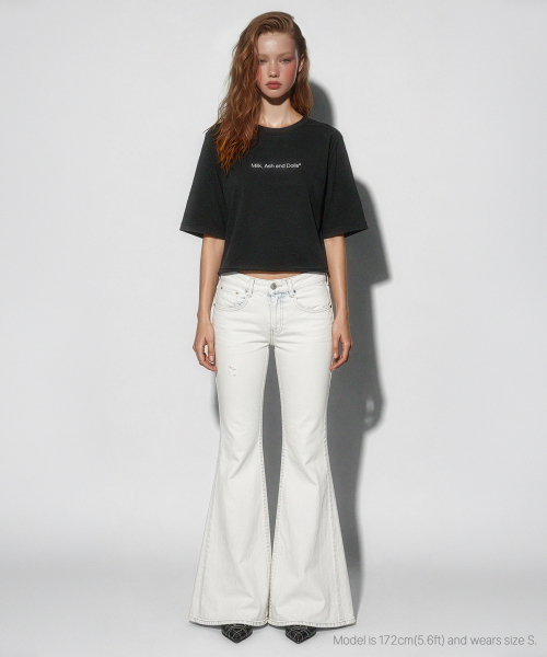 MILK ASH AND DOLLS(ミルク アッシュ アンド ドールズ)の「ロゴクロップショートスリーブ - ブラック(Tシャツ/カットソー・レディース・ブラック・SMALL/MEDIUM)」の6枚目の写真