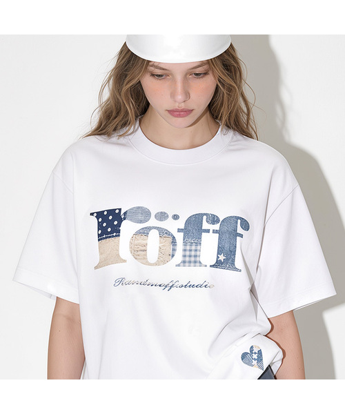 RANDOMOFF(ランダムオフ)の「ROEFF TYPE PLAY BLUE PATCH T-SHIRT (3color)(Tシャツ/カットソー・レディース・ホワイト/ライトグレー/ブラック・SMALL/MEDIUM/LARGE/X-LARGE)」の2枚目の写真