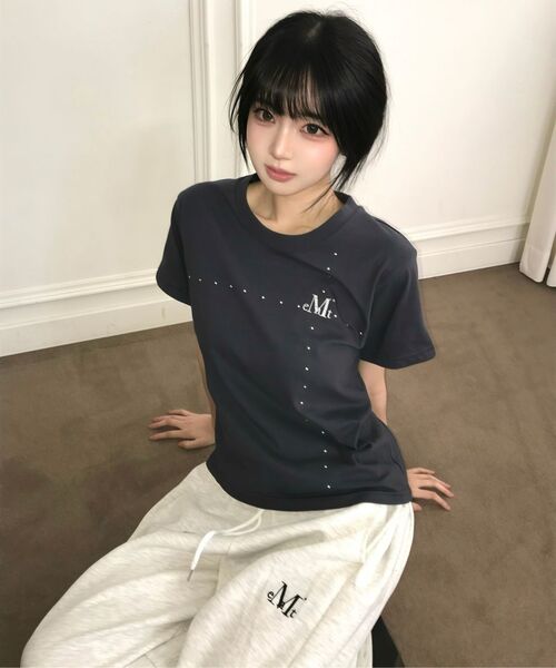 MUCENT(ムセント)の「ブリスドットクロス半袖Tシャツ(Tシャツ/カットソー・レディース・チャコールグレー・FREE)」の6枚目の写真