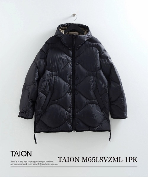 TAION(タイオン)の「【TAION(タイオン)】〈ユニセックス〉ミリタリー M65 ボリュームダウンパーカー-ソフトシェル(ダウンジャケット/コート・メンズ・ダークグリーン系/チョコ/ダークネイビー/ダークオリーブ/ブラック/グレイッシュベージュ・L/M/XL/S)」の1枚目の写真