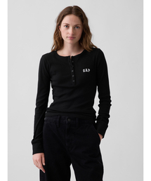GAP（ギャップ）の「リブ GAPロゴ ヘンリーネックTシャツ（Tシャツ/カットソー）」