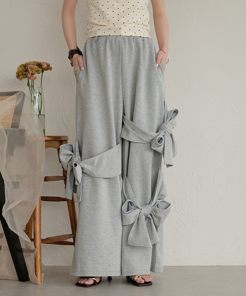 mideal(マイディール)の「ribbon sweat pants / リボンスウェットパンツ(スウェットパンツ・レディース・ブラック/グレー・SMALL/MEDIUM)」の5枚目の写真