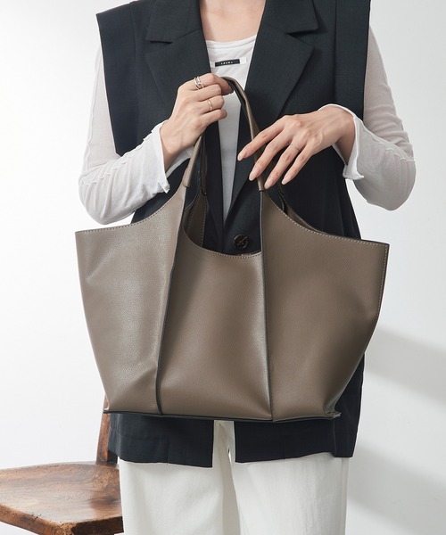 MAISON BREEZE（メゾンブリーズ）の「【MAISON BREEZE】アウトステッチA4トート 仕事バッグ/大容量/A4収納可 SNBD（トートバッグ・レディース・チャコールグレー/ブラック/キャメル・FREE）」の13枚目の写真