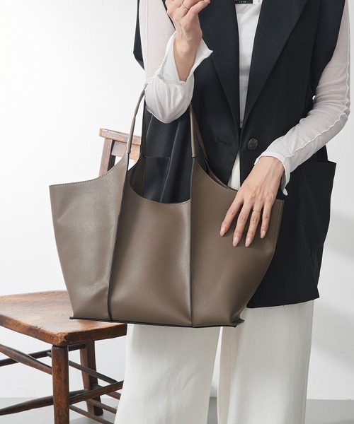 MAISON BREEZE（メゾンブリーズ）の「【MAISON BREEZE】アウトステッチA4トート 仕事バッグ/大容量/A4収納可 SNBD（トートバッグ・レディース・チャコールグレー/ブラック/キャメル・FREE）」の12枚目の写真