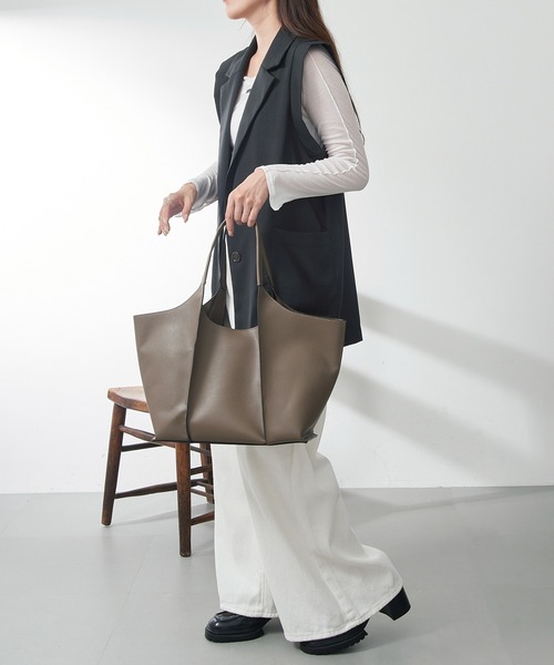 MAISON BREEZE（メゾンブリーズ）の「【MAISON BREEZE】アウトステッチA4トート 仕事バッグ/大容量/A4収納可 SNBD（トートバッグ・レディース・チャコールグレー/ブラック/キャメル・FREE）」の18枚目の写真