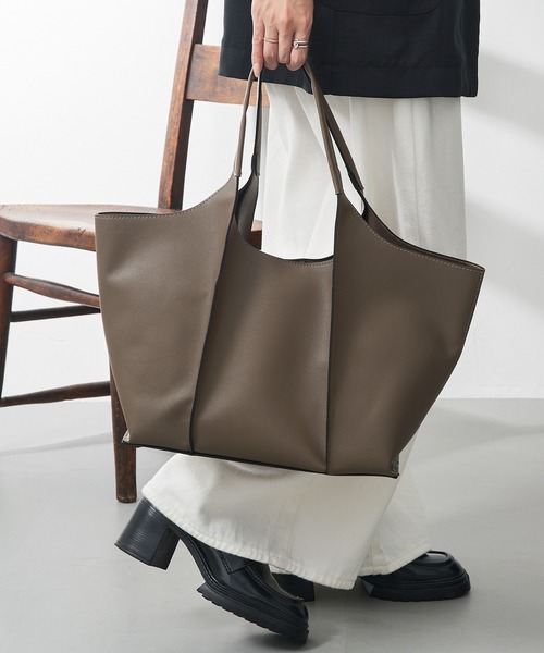 MAISON BREEZE（メゾンブリーズ）の「【MAISON BREEZE】アウトステッチA4トート 仕事バッグ/大容量/A4収納可 SNBD（トートバッグ・レディース・チャコールグレー/ブラック/キャメル・FREE）」の14枚目の写真