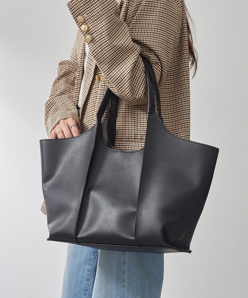 MAISON BREEZE（メゾンブリーズ）の「【MAISON BREEZE】アウトステッチA4トート 仕事バッグ/大容量/A4収納可 SNBD（トートバッグ・レディース・チャコールグレー/ブラック/キャメル・FREE）」の5枚目の写真