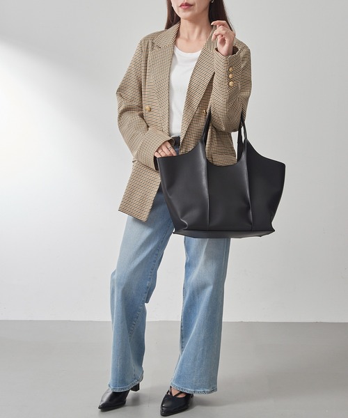 MAISON BREEZE（メゾンブリーズ）の「【MAISON BREEZE】アウトステッチA4トート 仕事バッグ/大容量/A4収納可 SNBD（トートバッグ・レディース・チャコールグレー/ブラック/キャメル・FREE）」の9枚目の写真