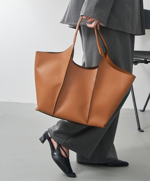 MAISON BREEZE（メゾンブリーズ）の「【MAISON BREEZE】アウトステッチA4トート 仕事バッグ/大容量/A4収納可 SNBD（トートバッグ・レディース・チャコールグレー/ブラック/キャメル・FREE）」の22枚目の写真