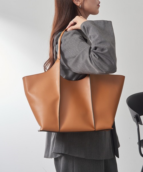 MAISON BREEZE（メゾンブリーズ）の「【MAISON BREEZE】アウトステッチA4トート 仕事バッグ/大容量/A4収納可 SNBD（トートバッグ・レディース・チャコールグレー/ブラック/キャメル・FREE）」の19枚目の写真