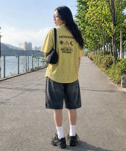 ARTISTWEAR（アーティストウェア）の「[ATW] サンアンドムーンチェックハーフシャツ - イエロー（シャツ/ブラウス・レディース・その他・MEDIUM/LARGE/X-LARGE）」の9枚目の写真