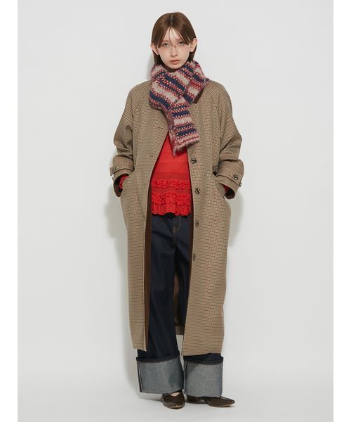 FURFUR(ファーファー)の「ステンカラーロングコート(ステンカラーコート・レディース・ベージュ/グレー/チェック・F)」の13枚目の写真