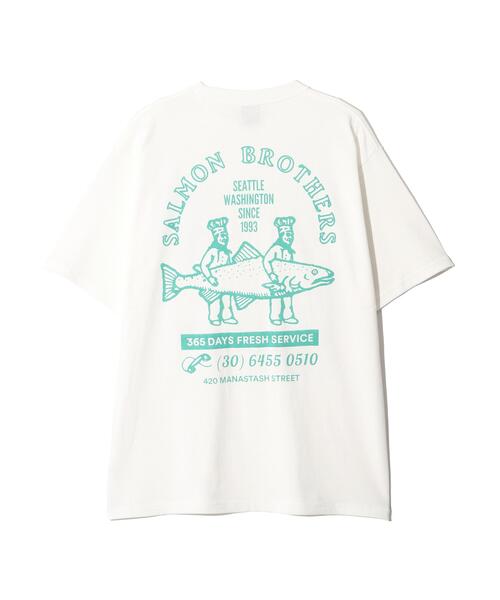 MANASTASH(マナスタッシュ)の「MANASTASH/マナスタッシュ SALMON HEMP TEE(Tシャツ/カットソー・メンズ・ピンク/ブラック/ホワイト・XL/L/M/S)」の2枚目の写真
