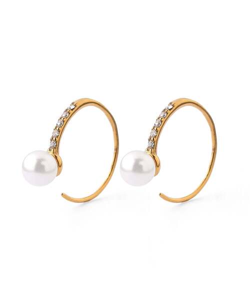 ANEMONE(アネモネ)の「【ステンレス】パール×ビジューフックピアス(ピアス(両耳用)・レディース・シルバー/ゴールド・FREE)」の1枚目の写真