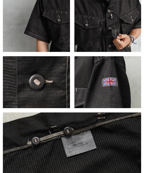 MILITARY(ミリタリー)の「実物 新品 デッドストック イギリス軍 リメイク TROPICAL COMBAT S/S シャツ BLACK(Tシャツ/カットソー・メンズ・ブラック系その他・L/L-XL)」の11枚目の写真