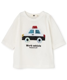 KP BOY | 色が変わる 働く車 スパンコール 7分袖Tシャツ(Tシャツ/カットソー)