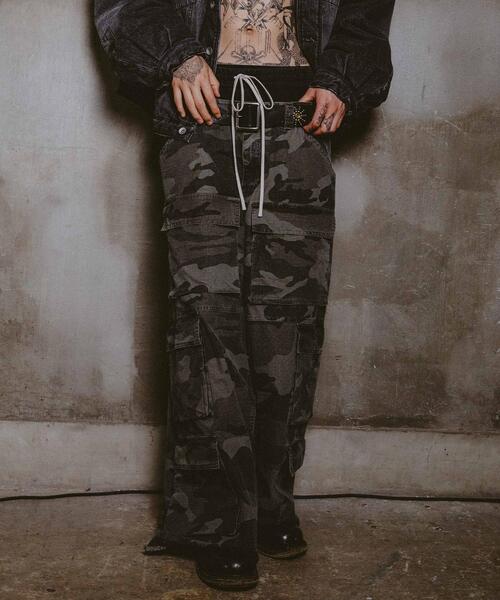 FR(13)NDS(フレンズ)の「FR(13)NDS/フレンズ/DOUBLE WAIST CARGO PANTS(カーゴパンツ・メンズ・ブラック/その他2・M/L)」の2枚目の写真