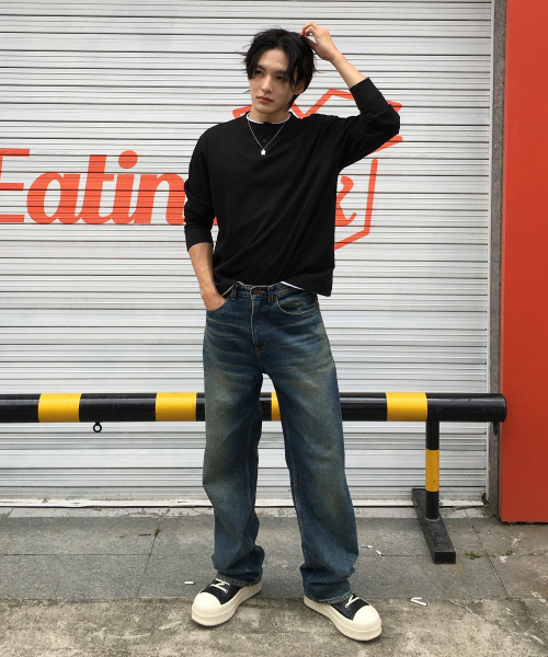 MINDBRIDGE(マインドブリッジ)の「レイヤードヘンリーネックスクラブberサロペットデイリー長袖Tシャツ - 2color(Tシャツ/カットソー・メンズ・ダークベージュ/ブラック・100/105/110/95)」の10枚目の写真