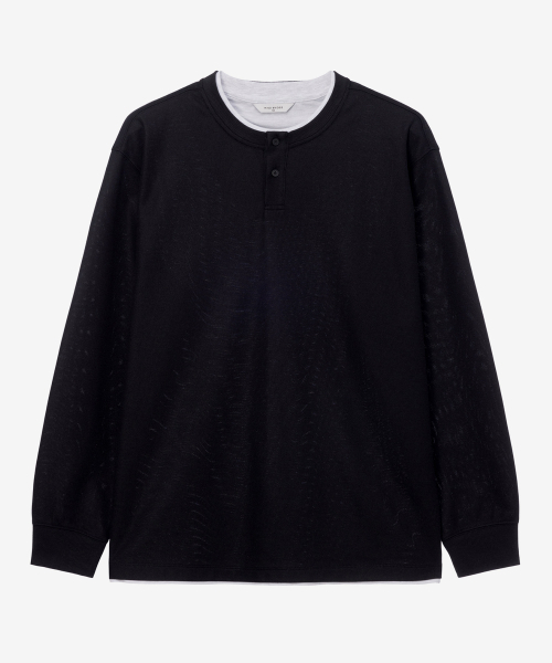 MINDBRIDGE(マインドブリッジ)の「レイヤードヘンリーネックスクラブberサロペットデイリー長袖Tシャツ - 2color(Tシャツ/カットソー・メンズ・ダークベージュ/ブラック・100/105/110/95)」の17枚目の写真