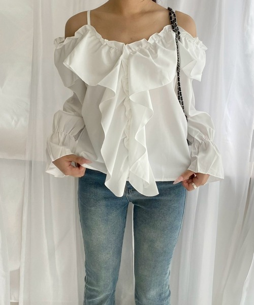 merrylatte（メリーラテ）の「オフショルダーブラウス（シャツ/ブラウス・レディース・ホワイト/ブラック・MEDIUM）」の16枚目の写真